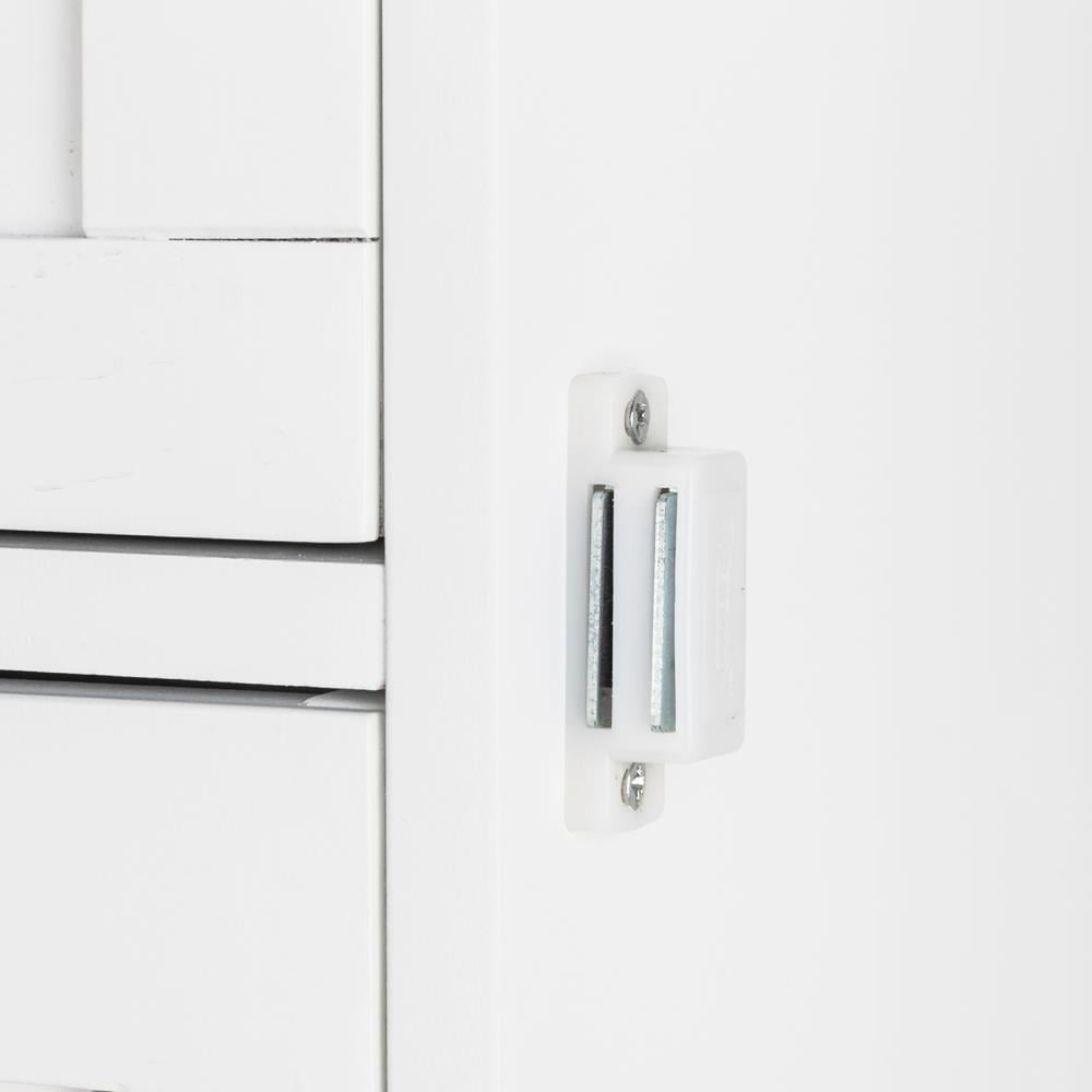 Mueble de baño de madera, organizador de almacenamiento lateral con 4 cajones, 1 armario y 2 estantes, color blanco