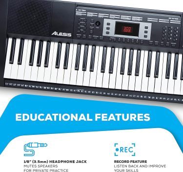 Piano eléctrico con 61 teclas, Teclado Musical con altavoces, audífonos, micrófono, soporte para piano, atril y taburete
