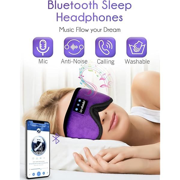 Auriculares para dormir, máscara para dormir 3D con Bluetooth, máscara para dormir con música inalámbrica, auriculares para dormir para quienes duermen de lado