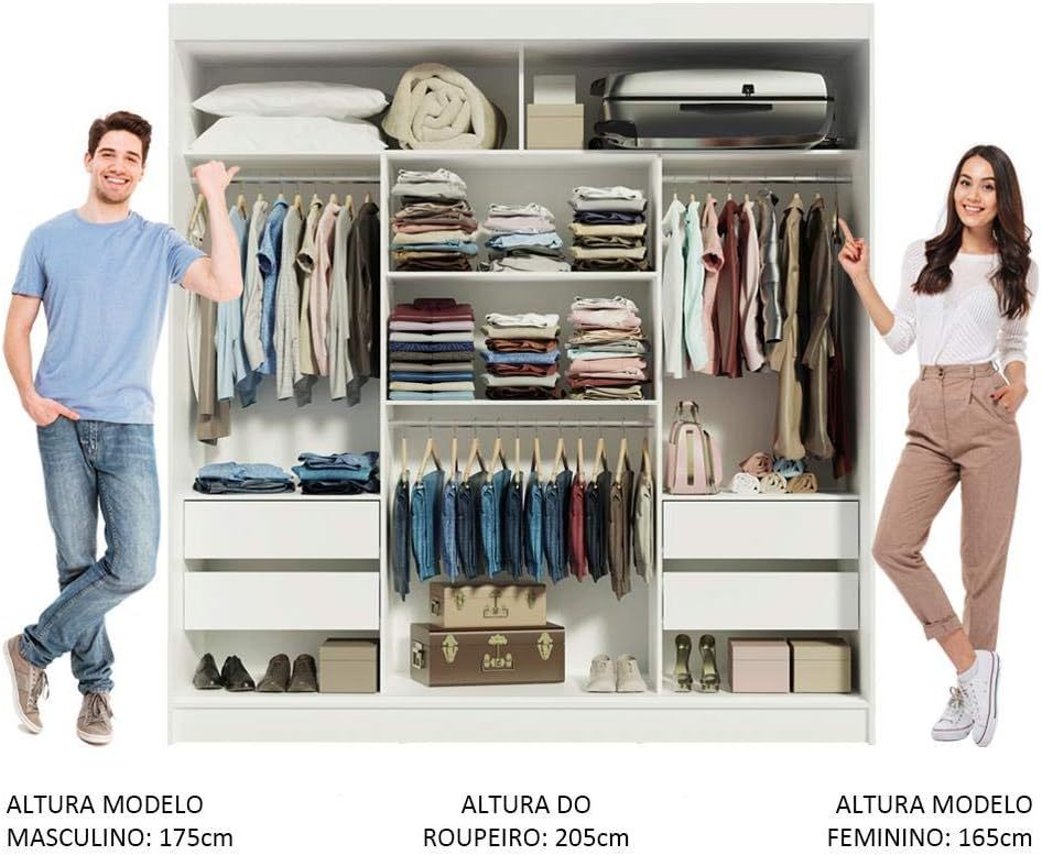 Ropero Closet con 3 Puertas y 1 Espejo Reno - Blanco