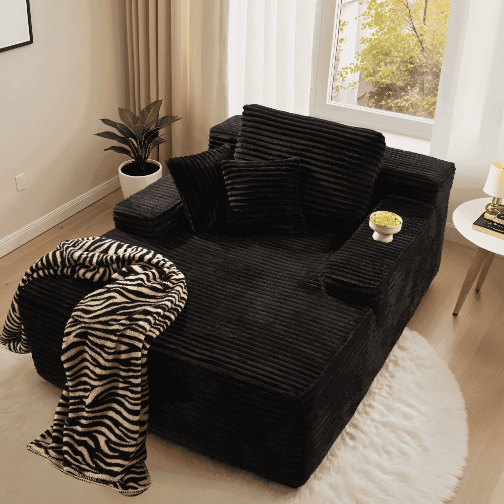 Sillón Chaise Lounge Gigante Ovios 170x122cm - Sofá Cama Ultra Cómodo de Pana, Sin Montaje, Para Salón