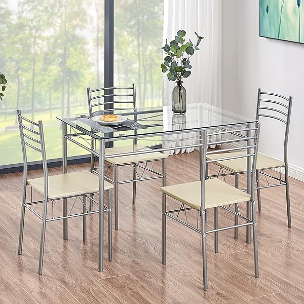Mesa de comedor con 4 sillas [4 manteles individuales incluidos, negro, 43,3 x 27,5 x 30, 15,7 x 16,9 x 33,8] Juego de mesa de comedor negro para 4