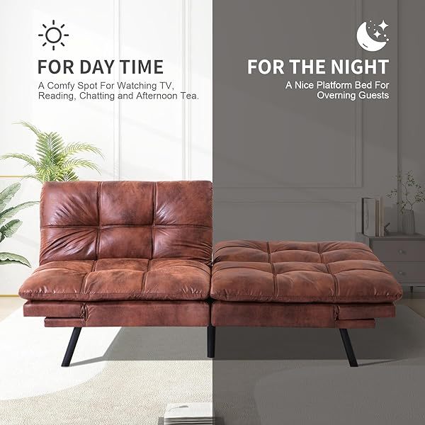 Sofá cama futón de espuma viscoelástica ajustable, sofá con respaldo convertible y reposabrazos, futón plegable, moderno futón cama para sala de estar, apartamento, oficina, habitación pequeña, sofá cama de 71 pulgadas, color negro