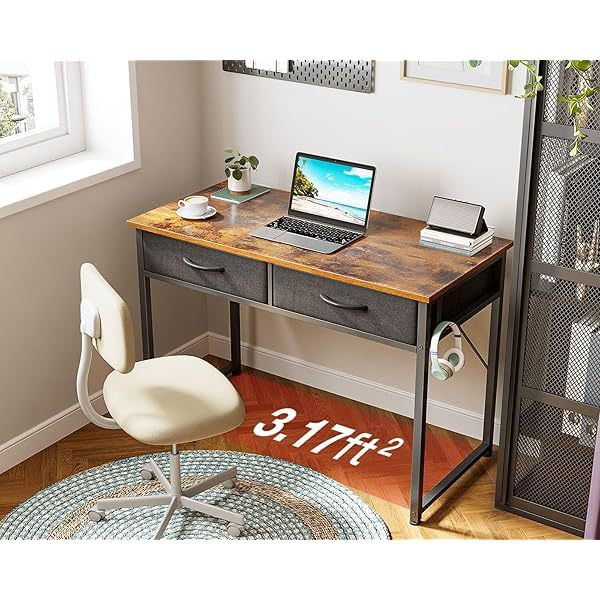 Escritorio de tocador blanco, mesa de estudio, escritura y trabajo moderna de 32 pulgadas
