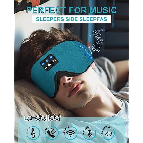 Auriculares para dormir, máscara para dormir 3D con Bluetooth, máscara para dormir con música inalámbrica, auriculares para dormir para quienes duermen de lado