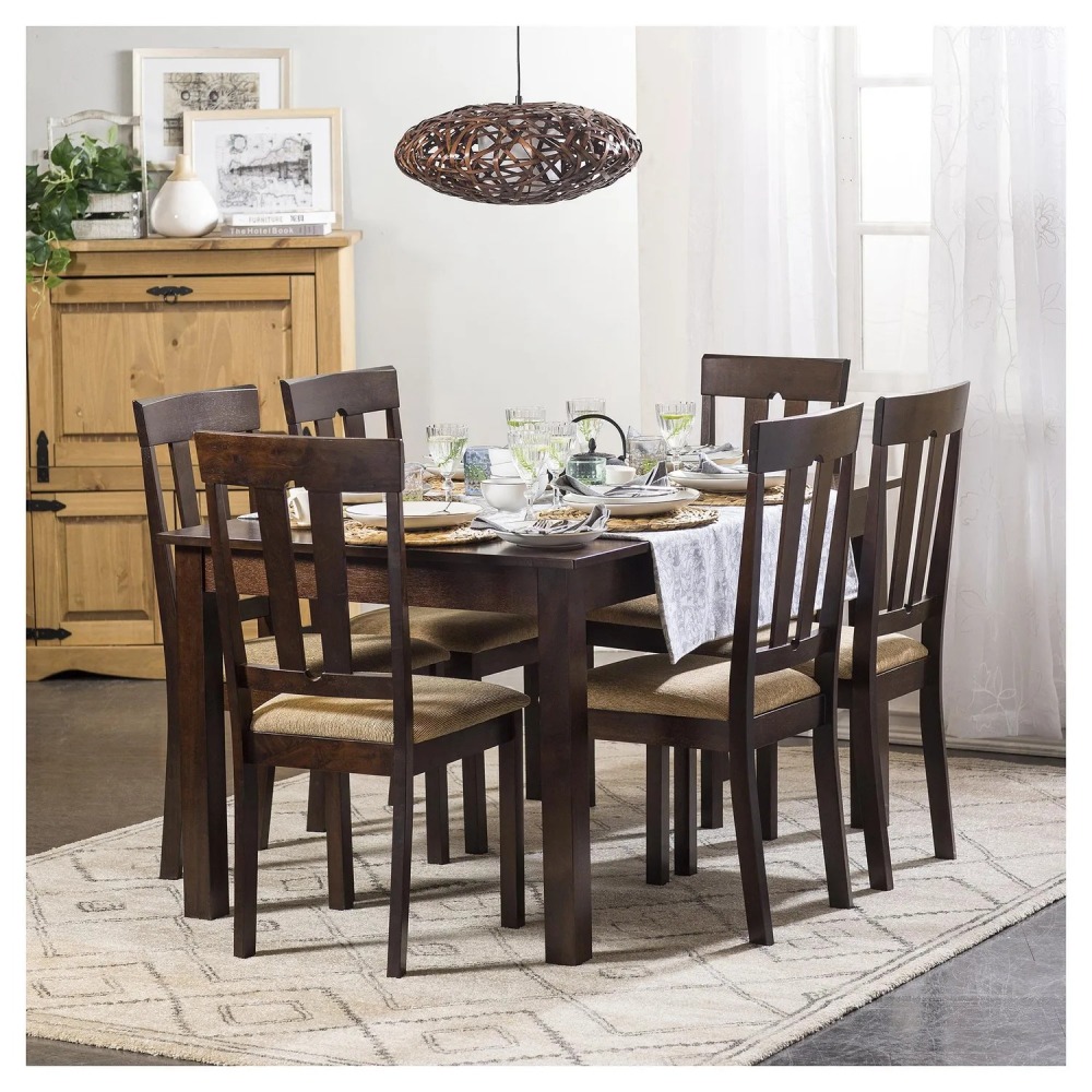 Juego de Comedor Louis 6 Sillas Mesa Rectangular 90x94x140 cm Capuccino