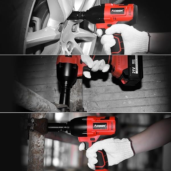Llave de impacto inalámbrica de 1/2 pulgada, kit de pistola de impacto eléctrica, máx. 600 N/m/450 ft-lbs, unidad de impacto de alto torque