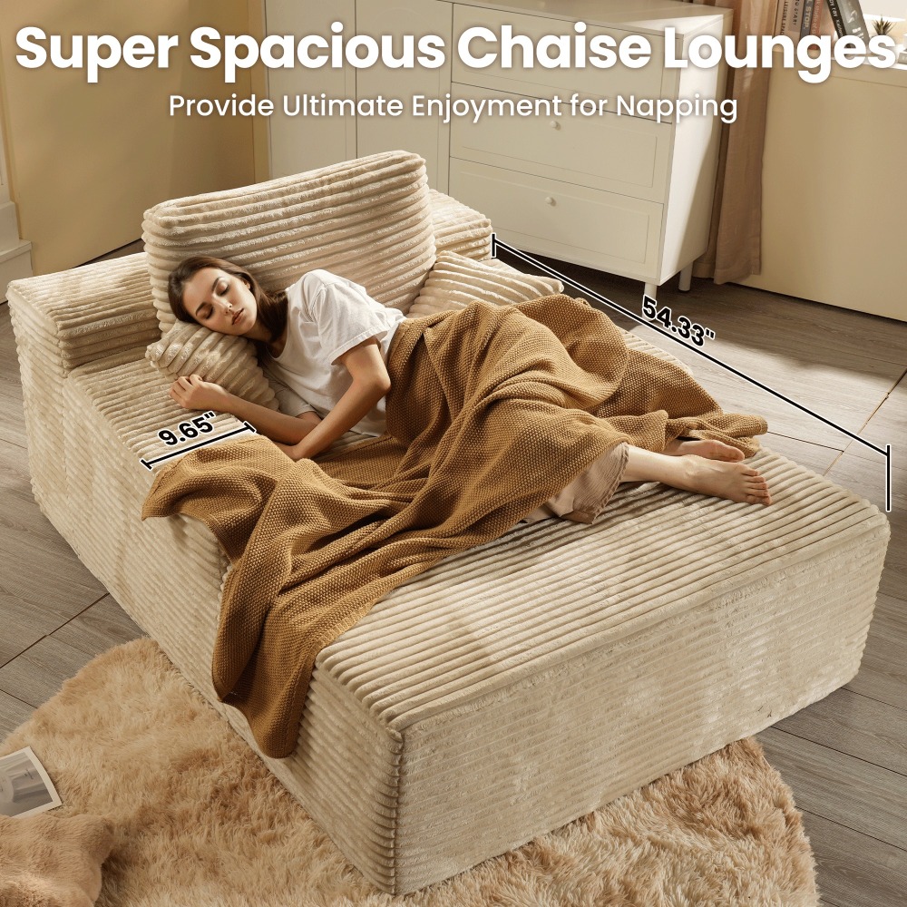 Sillón Chaise Lounge Gigante Ovios 170x122cm - Sofá Cama Ultra Cómodo de Pana, Sin Montaje, Para Salón