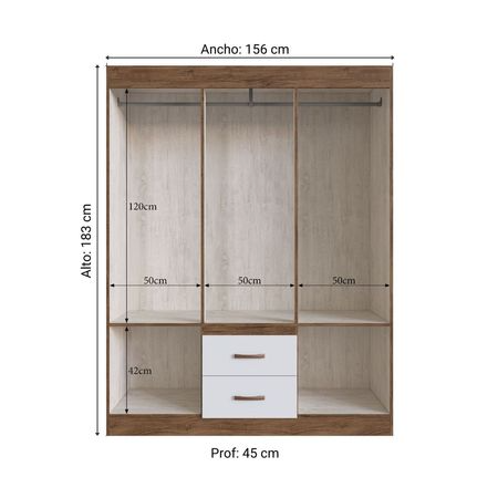Ropero Siena 6 Puertas 2 Cajones MDP Blanco/Castaño