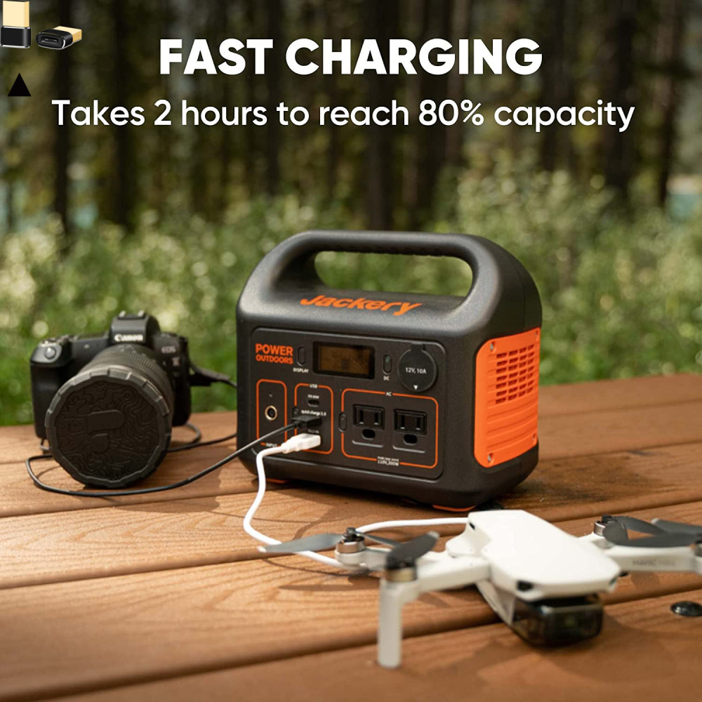 Central eléctrica portátil Explorer 300, batería de litio de respaldo de 293 Wh, toma de corriente alterna de onda sinusoidal pura de 110 V/300 W, generador solar