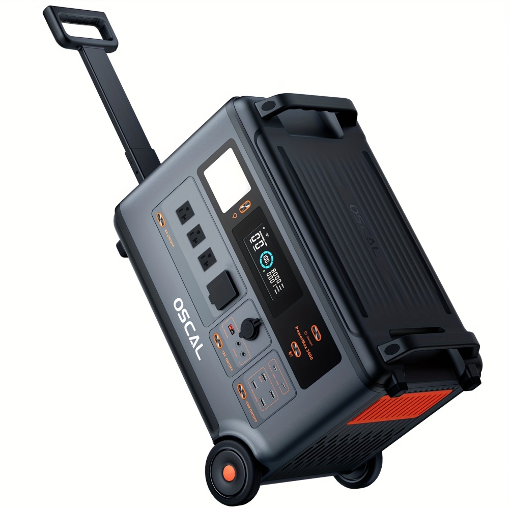 PowerMax 3600 Central eléctrica portátil, generador solar expandible LiFePO4 de 3600 Wh (sobretensión de 6000 W) con 4 salidas de CA, carga completa de 1,2 h, UPS de 10 ms para emergencias en el hogar, camping al aire libre, viajes por carretera