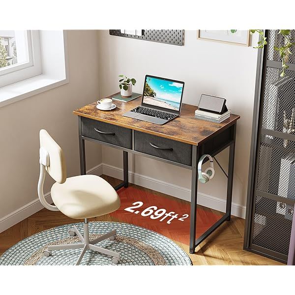Escritorio de tocador blanco, mesa de estudio, escritura y trabajo moderna de 32 pulgadas