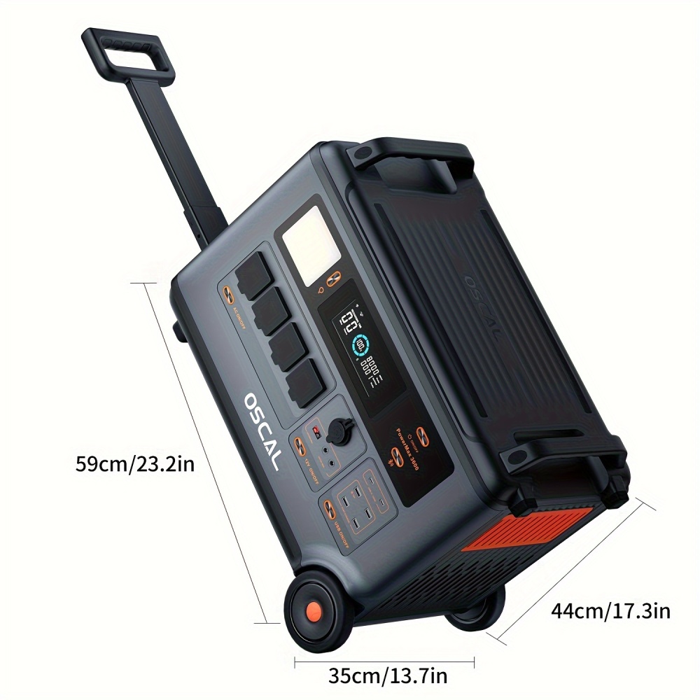 PowerMax 3600 Central eléctrica portátil, generador solar expandible LiFePO4 de 3600 Wh (sobretensión de 6000 W) con 4 salidas de CA, carga completa de 1,2 h, UPS de 10 ms para emergencias en el hogar, camping al aire libre, viajes por carretera