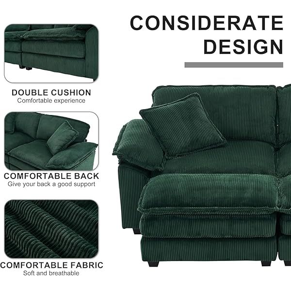 Sofá seccional Loveseat con otomana, sofá cama moderno con almohadas