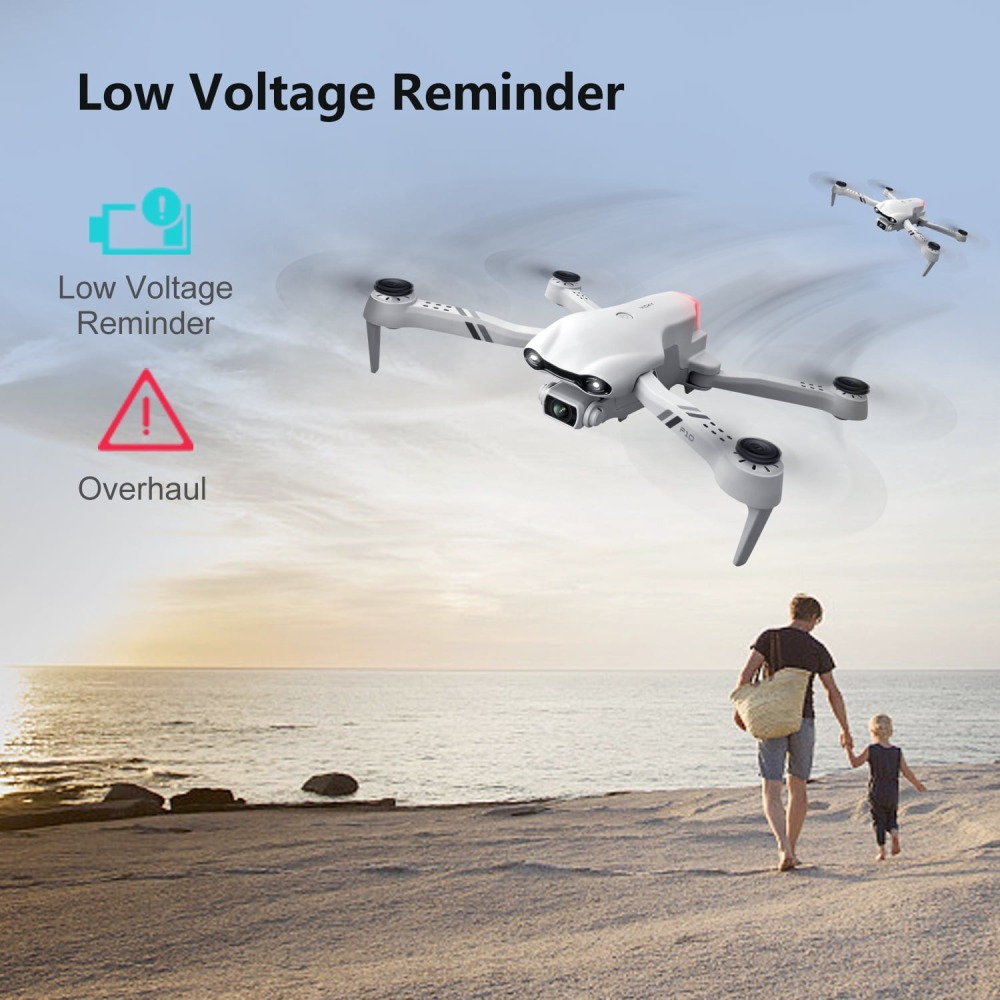 Dron FPV Wifi F10-1080P con cámara HD 1080P, modo sin cabeza/giros 3D, cuadricóptero RC para principiantes, color blanco plateado