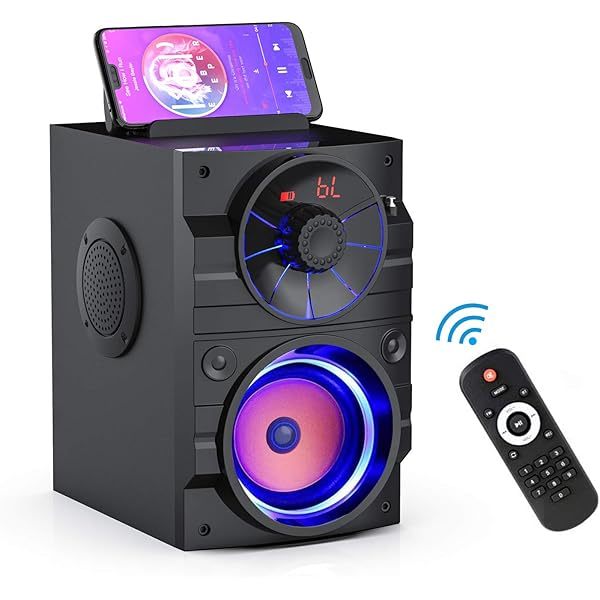 Altavoces portátiles Bluetooth grandes con luz, inalámbricos, con subwoofer, radio FM, luces LED, ecualizador, graves potentes, Bluetooth 4.2