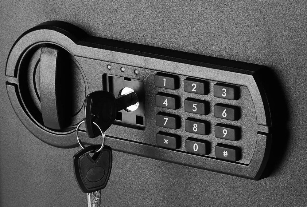 Caja fuerte de seguridad para el hogar de acero con teclado programable, documentos seguros, joyas, objetos de valor, 1.52 pies cúbicos, 13.8 x 13 x 16.5 pulgadas, color negro