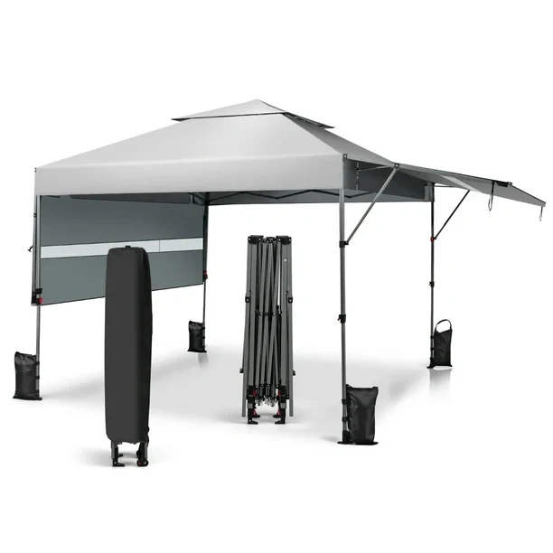 3x3m Pabellón Emergente Instantáneo Plegable para Exterior con Dos Mitades de Toldo Carpa Portátil Ajustable en Altura para Camping Costway Modern