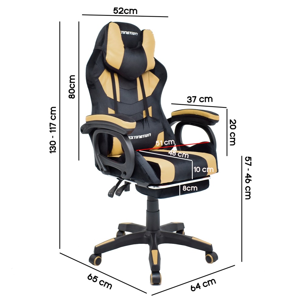 SILLA GAMER EXTINGTION SAPP GAMUZA-CUERINA COLOR DORADO