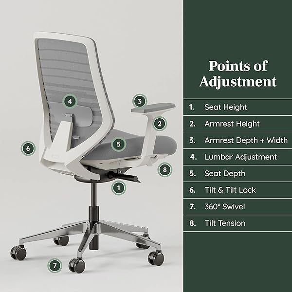 Silla ergonómica: una silla de escritorio versátil con soporte lumbar ajustable, respaldo de malla transpirable y ruedas suaves