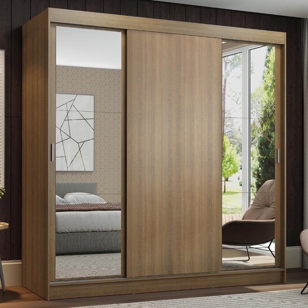 Ropero Reno Madesa 3 Puertas Corredizas 2 Con Espejo Marron