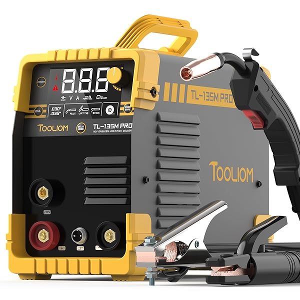 135A MIG Welder Flux Core 110V MIG Soldador sin gas MIG/Lift TIG/Stick Máquina de soldadura 3 en 1 IGBT DC Inversor con visualización LCD Soldador MIG de flujo 135A 110V