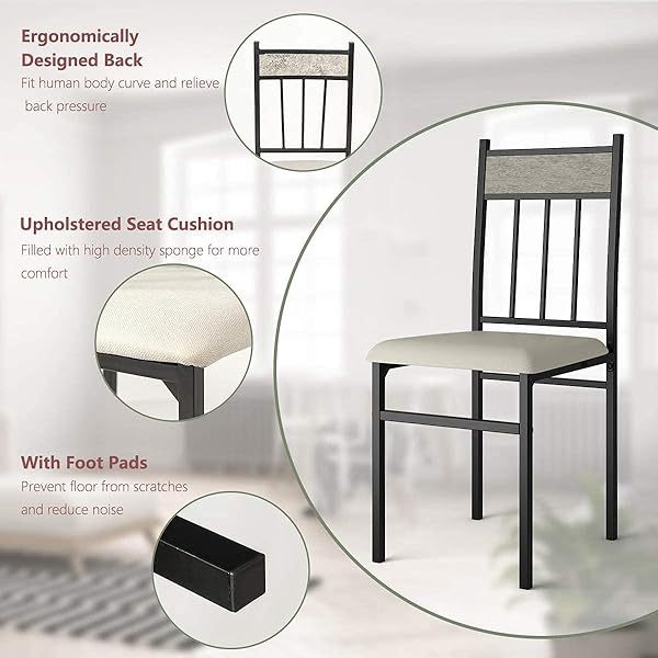 Comedor de cocina de 5 piezas, moderno, incluye 1 mesa rectangular con respaldo alto y 4 sillas