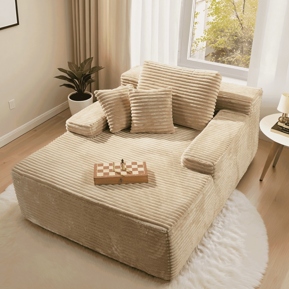 Sillón Chaise Lounge Gigante Ovios 170x122cm - Sofá Cama Ultra Cómodo de Pana, Sin Montaje, Para Salón