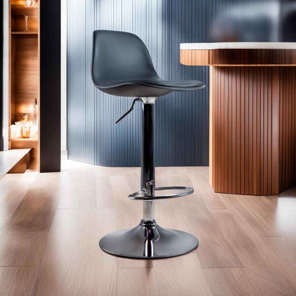 Juego de 4 Sillas para Bar con Reposapiés y Respaldo Medio | Taburetes Giratorios para Barra, Restaurantes, cocinas, con Altura Ajustable, Cómodas y Acolchadas(Negro1)