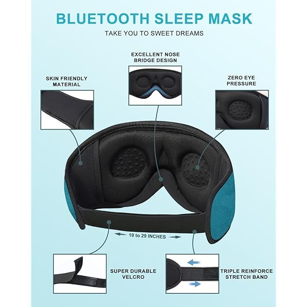 Auriculares para dormir, máscara para dormir 3D con Bluetooth, máscara para dormir con música inalámbrica, auriculares para dormir para quienes duermen de lado