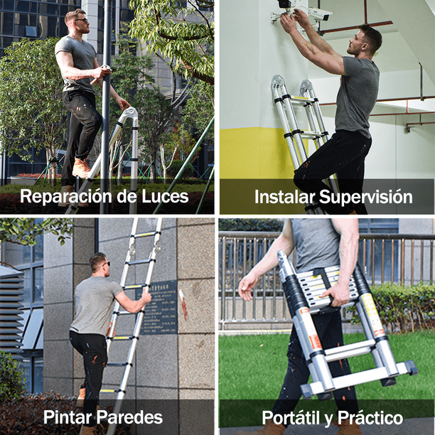 5m Escalera Telescópica Aluminio Plegable Bastidor en A multiusos