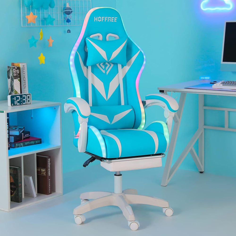 Silla Gaming con Masaje y Luces LED Sillas Ergonómicas para Videojuegos