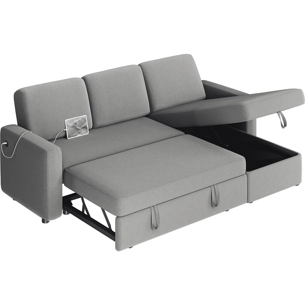 Sofá Seccional Reversible Alden Design con Puertos USB y Type-C para Sala de Estar