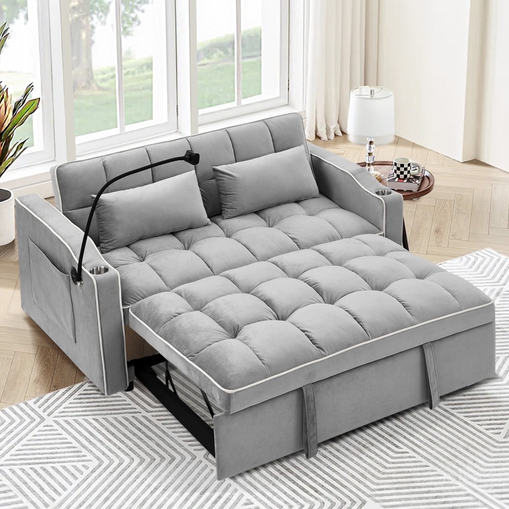 Sofá Cama Convertible 3 en 1, Loveseat Cama Nido con Soporte para Teléfono