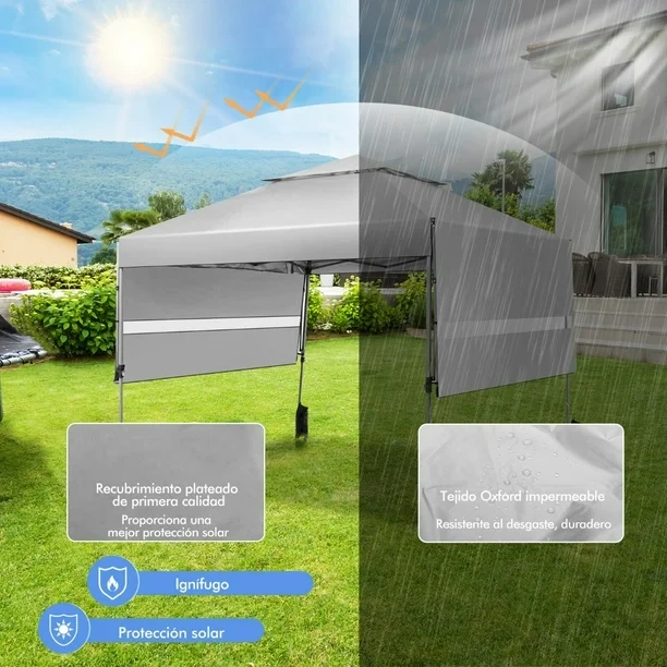 3x3m Pabellón Emergente Instantáneo Plegable para Exterior con Dos Mitades de Toldo Carpa Portátil Ajustable en Altura para Camping Costway Modern