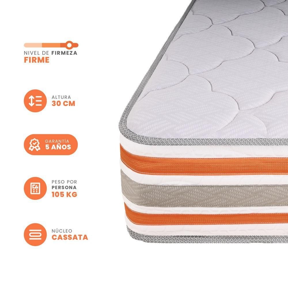 Colchon + Almohada ROMANCE RELAX Doble (140 x 190 cm) Concord Pedic Premium Espumado Firme