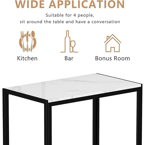 Juego de mesa de comedor para 4, 5 piezas de mármol DiningTableSet