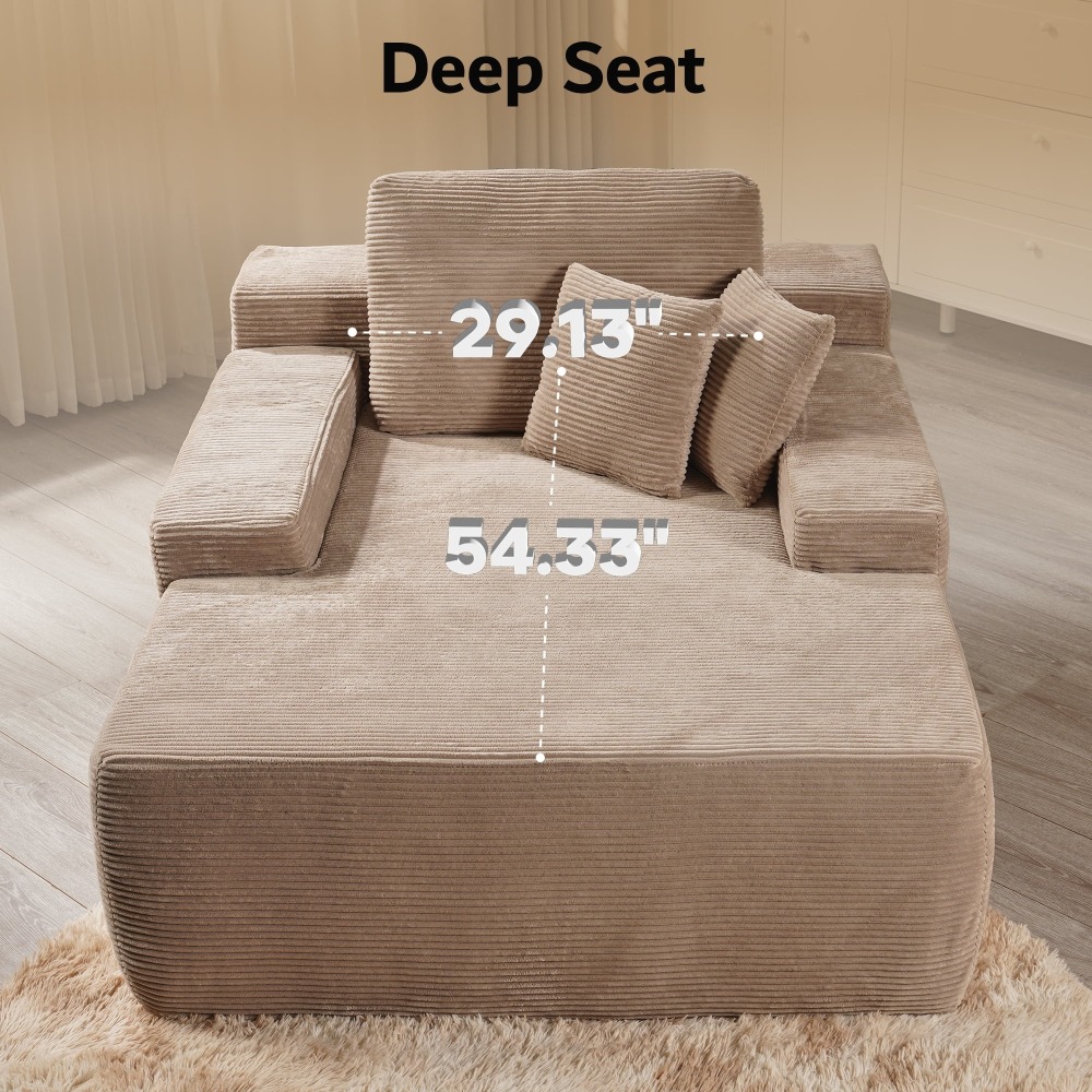 Sillón Chaise Lounge Gigante Ovios 170x122cm - Sofá Cama Ultra Cómodo de Pana, Sin Montaje, Para Salón