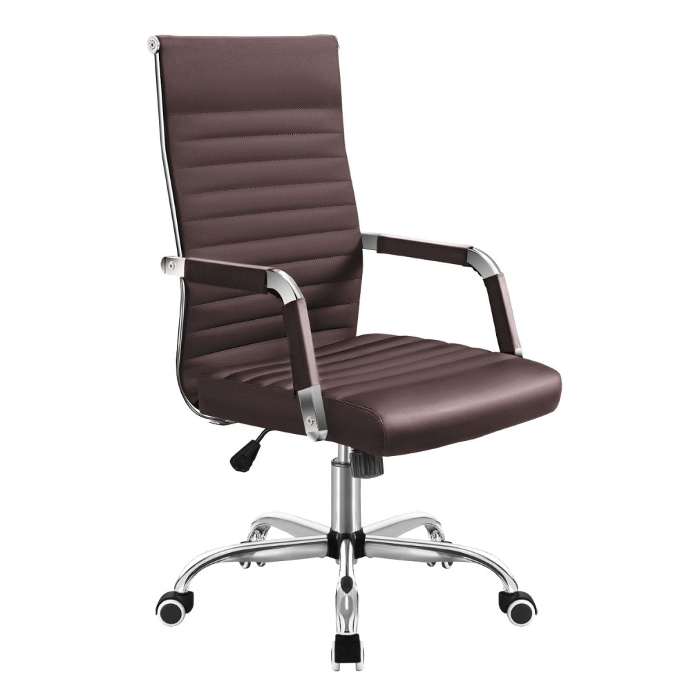 Silla de Trabajo con Brazos - Piel Imitación Cuero - Ideal para Oficina/Reuniones