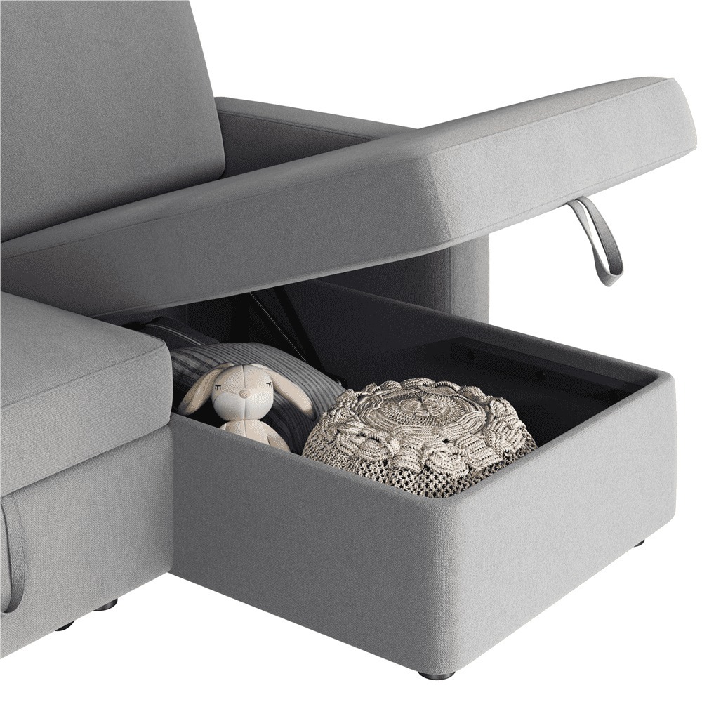 Sofá Seccional Reversible Alden Design con Puertos USB y Type-C para Sala de Estar
