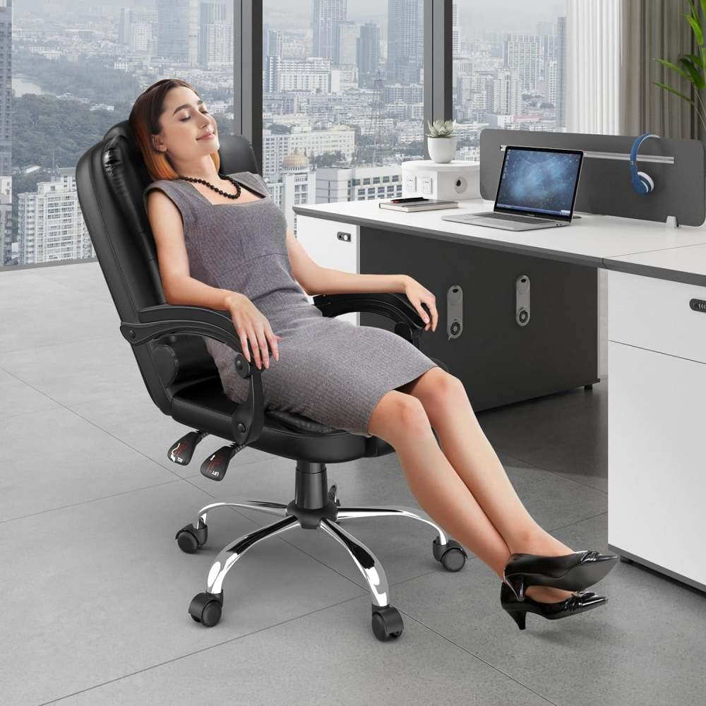 Silla de ordenador ergonómica reclinable.