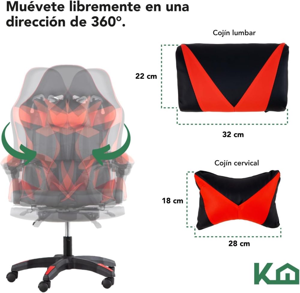 Silla ergonómica reclinable para juegos