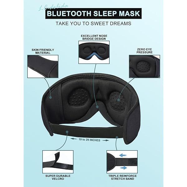 Auriculares para dormir, máscara para dormir 3D con Bluetooth, máscara para dormir con música inalámbrica, auriculares para dormir para quienes duermen de lado