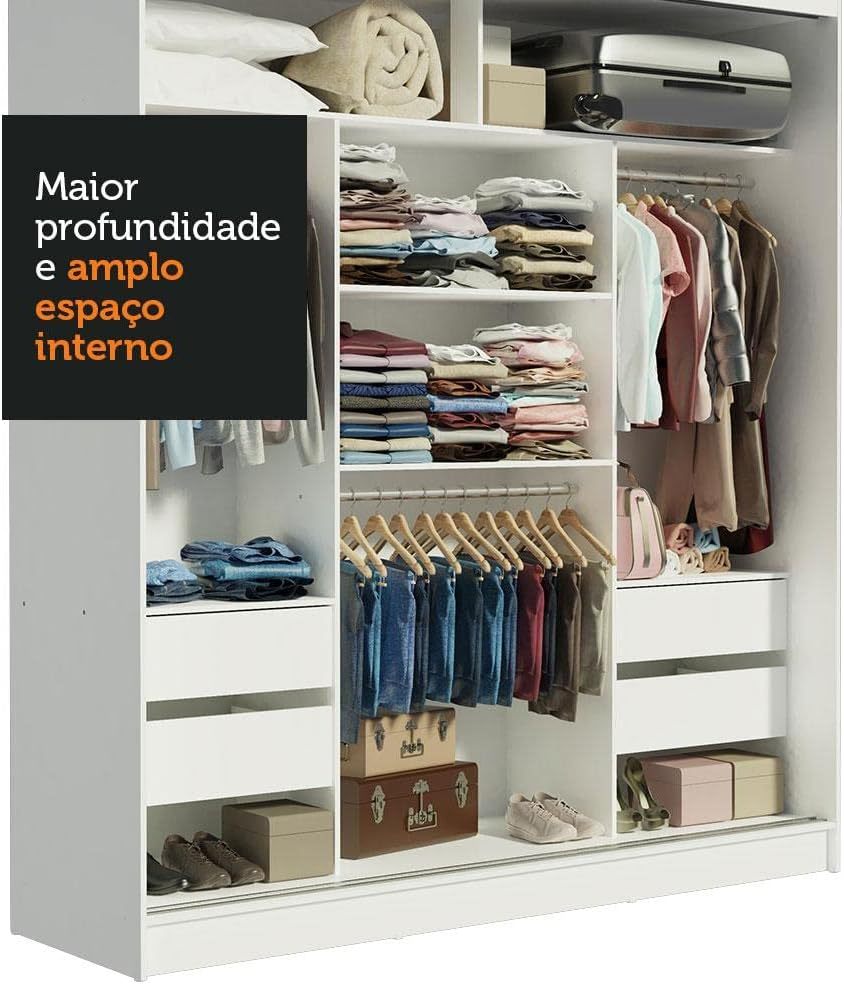 Ropero Closet con 3 Puertas y 1 Espejo Reno - Blanco