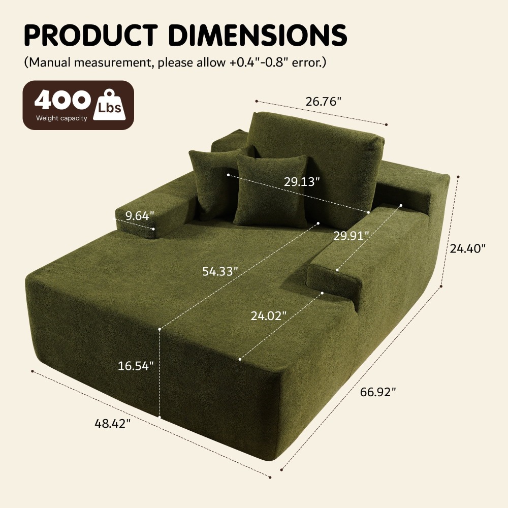Sillón Chaise Lounge Gigante Ovios 170x122cm - Sofá Cama Ultra Cómodo de Pana, Sin Montaje, Para Salón
