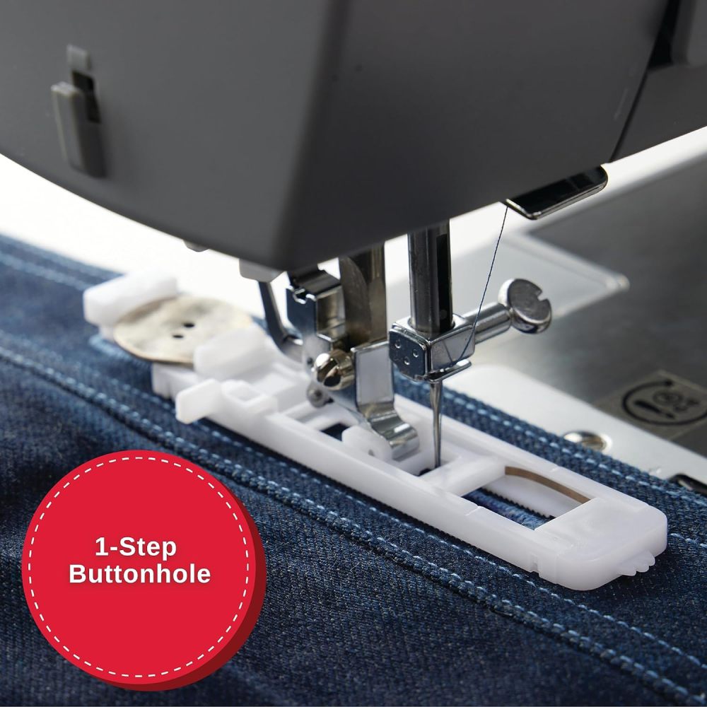 Máquina de Coser Resistente con Kit de Accesorios Incluido, 110 Aplicaciones de Puntada 4432, Perfecta para Principiantes, Gris