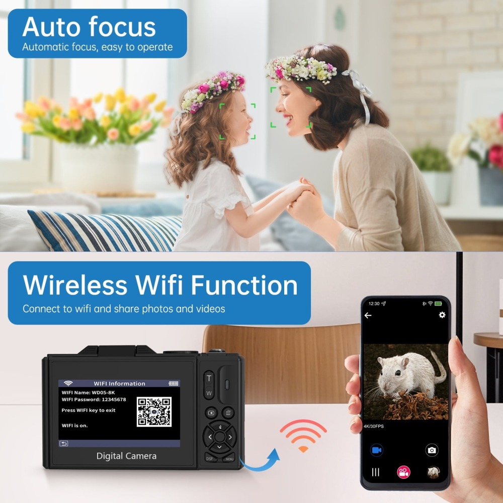 Rebajas espectaculares - 4K 64MP Vlogging Camera for YouTube 3''180°Flip/ Video Cameras for Beginners