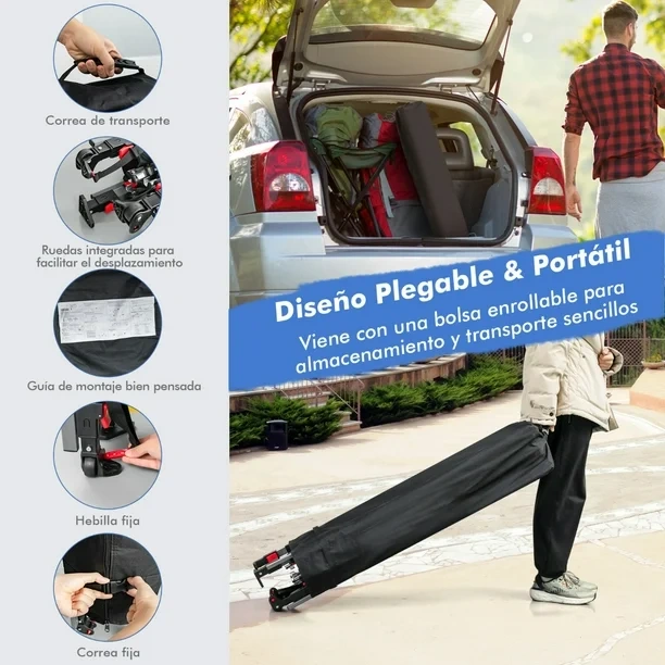 3x3m Pabellón Emergente Instantáneo Plegable para Exterior con Dos Mitades de Toldo Carpa Portátil Ajustable en Altura para Camping Costway Modern