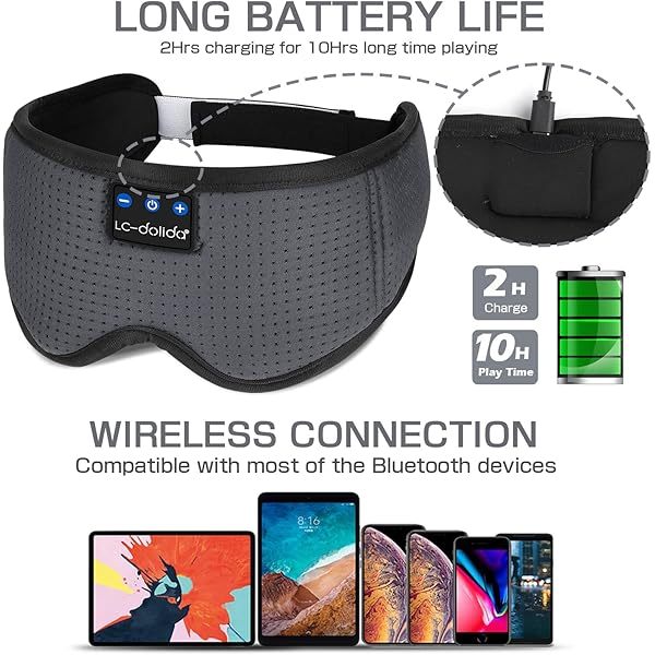 Auriculares para dormir, máscara para dormir 3D con Bluetooth, máscara para dormir con música inalámbrica, auriculares para dormir para quienes duermen de lado