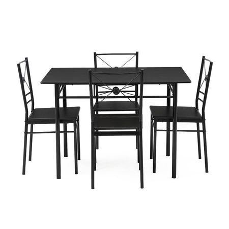 Juego de comedor  Negro con 4 sillas